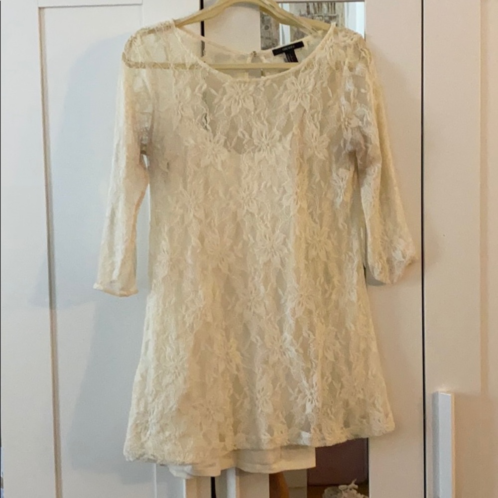 White lace dress with slip (size S)